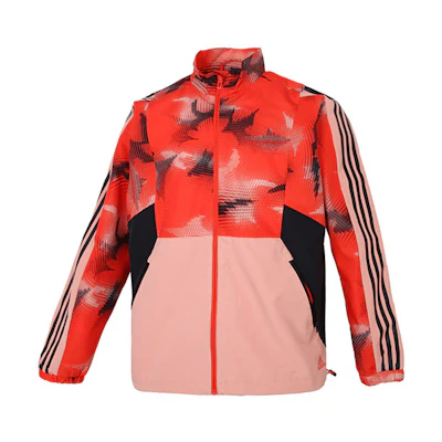 adidas Orange Yellow Breathable Jacket with Contrast Pattern Design H40237