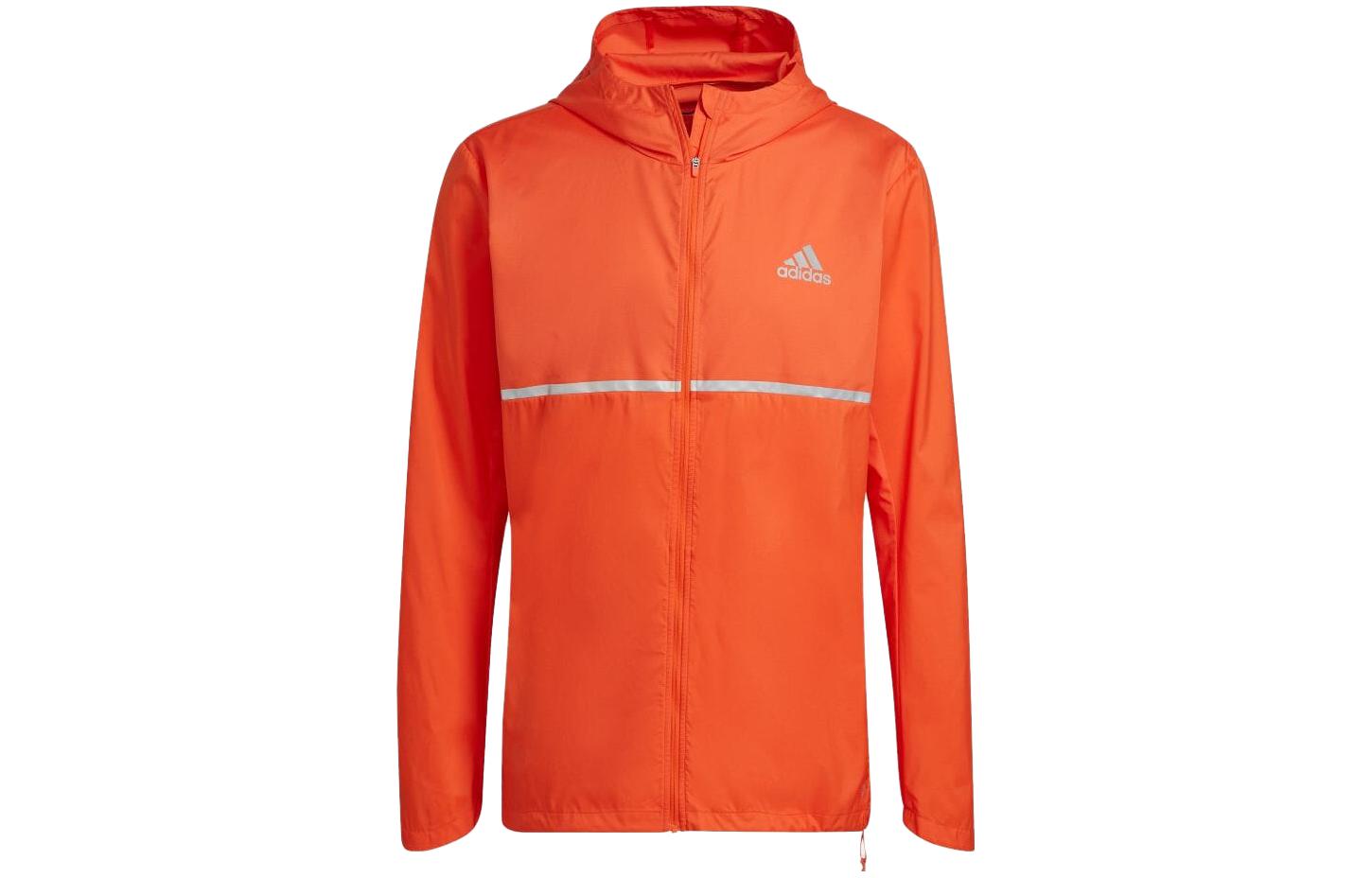 adidas Orange Zip Hoodie Jacket with Letter Print Design HL3959