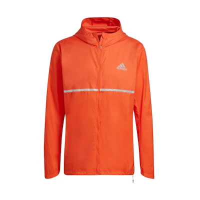 adidas Orange Zip Hoodie Jacket with Letter Print Design HL3959