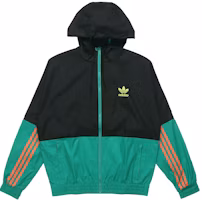 adidas Originals 2-Tone Logo Print Colorblock Hooded Jacket Black Green GK5923 adidas Originals 2-Tone Logo Print Colorblock Hooded Jacket Black Green GK5923