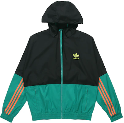 adidas Originals 2-Tone Logo Print Colorblock Hooded Jacket Black Green GK5923 Order adidas Originals 2-Tone Logo Print Colorblock Hooded Jacket Black Green GK5923