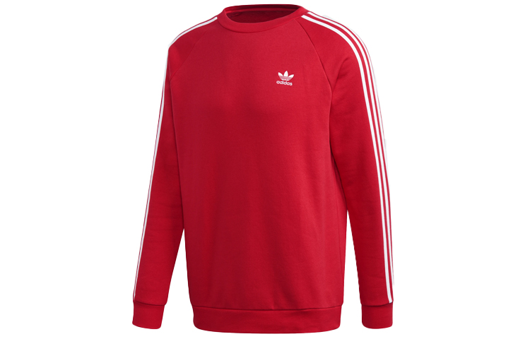 adidas Originals 3-Stripe Crewneck Sweatshirt Red Pullover Casual Wear FM3761
