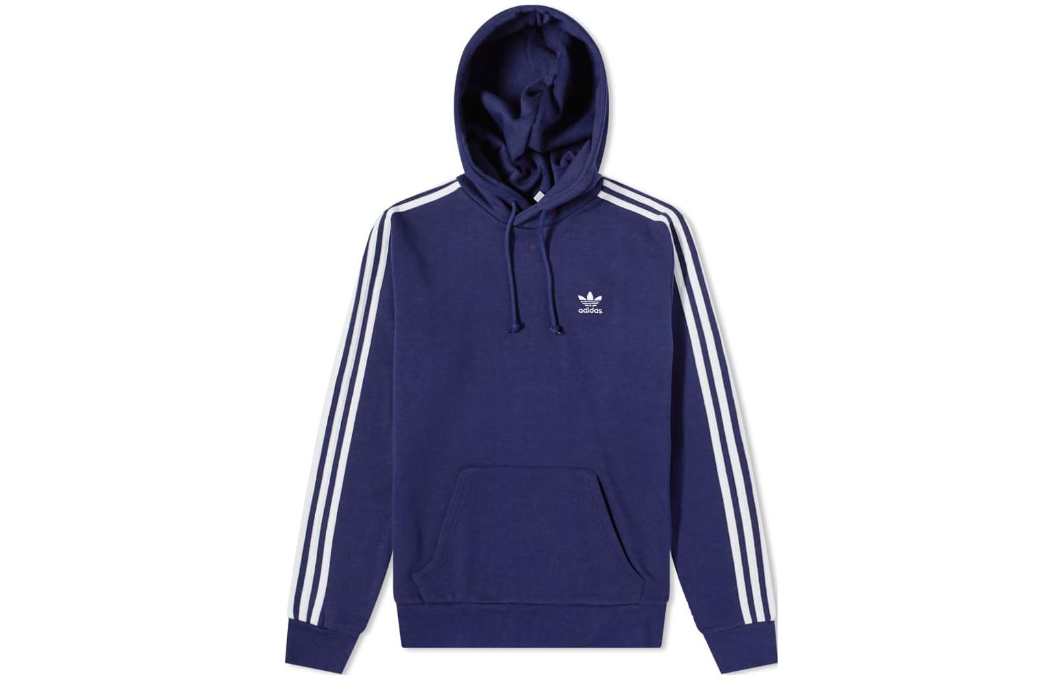 adidas Originals 3-Stripe Embroidered Logo Hoodie Blue H06677