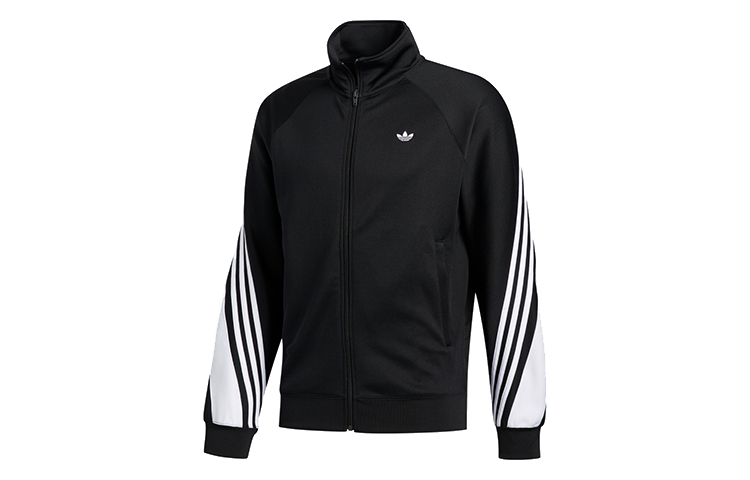 adidas Originals 3-Stripe Track Jacket Embroidered Logo Retro Black FM1525