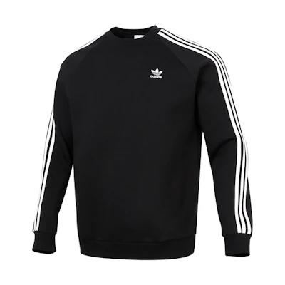 adidas Originals 3-Stripes Crewneck Sweatshirt Black - Warm Fleece Pullover GN3487