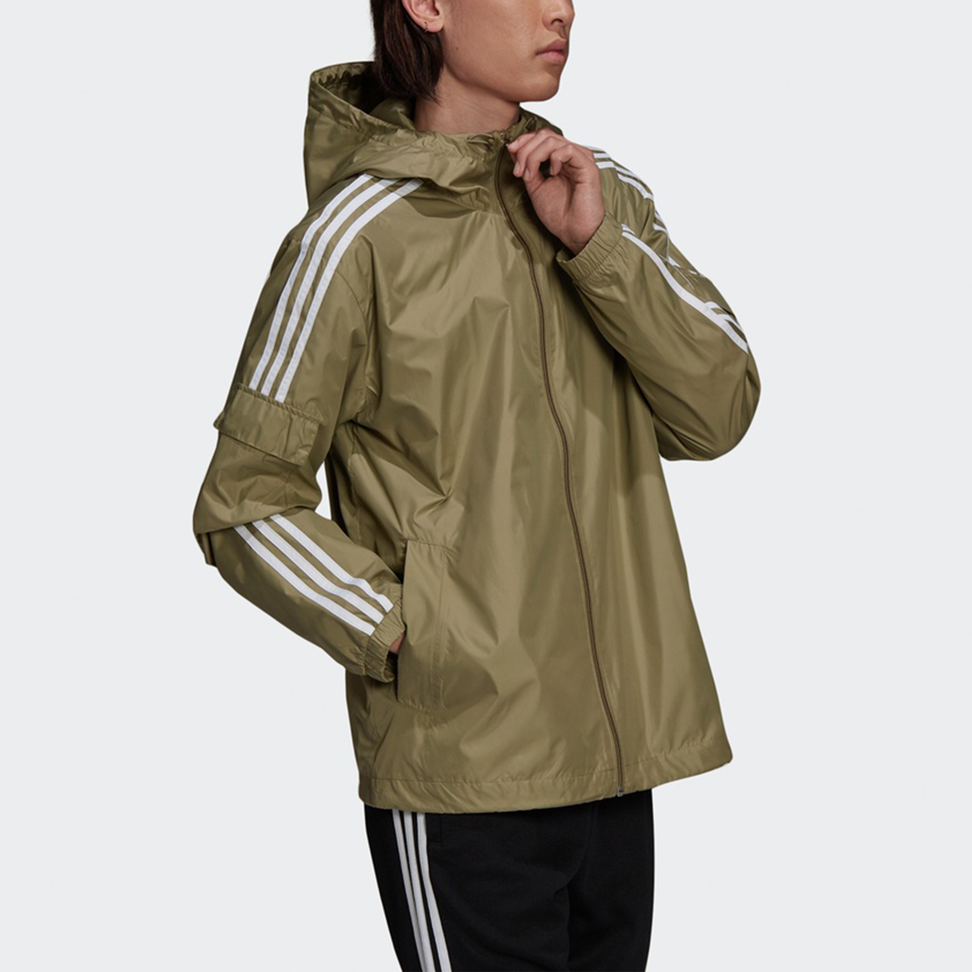 adidas Originals 3-Stripes Hoodie Jacket Olive Green H06684 圖 4