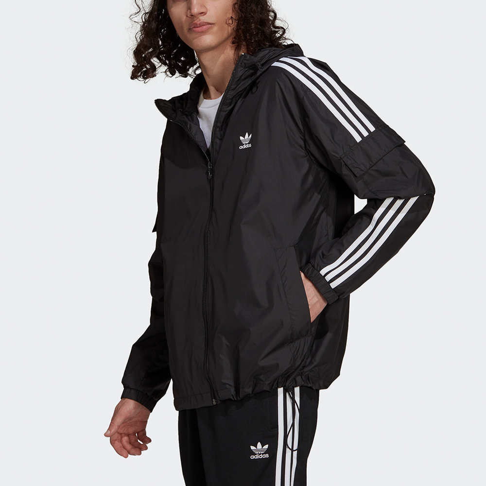 adidas Originals 3-Stripes Logo Black Hooded Woven Jacket H06683 圖 3