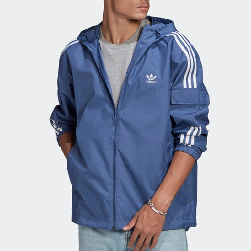 adidas Originals 3-Stripes Woven Hooded Jacket Blue GN3469 圖 4
