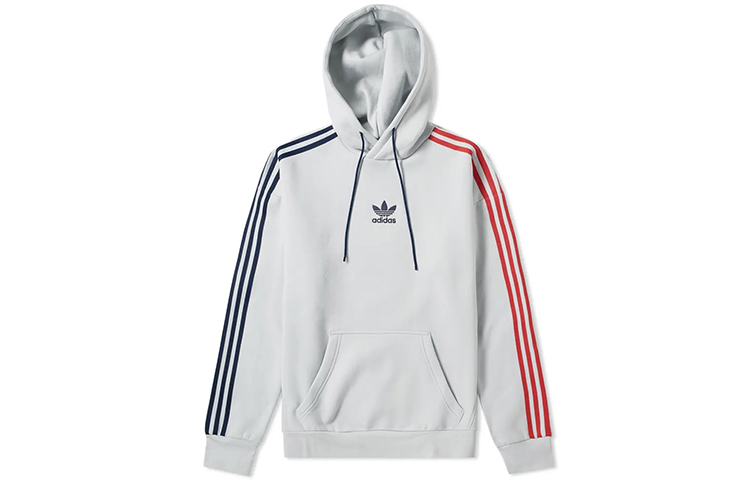 adidas Originals 3 Stripe Hoodie Pullover Sweatshirt Gray EC3673