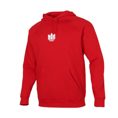 adidas Originals 3D Trefoil Logo Red Hoodie Winter Fleece Pullover GN3554