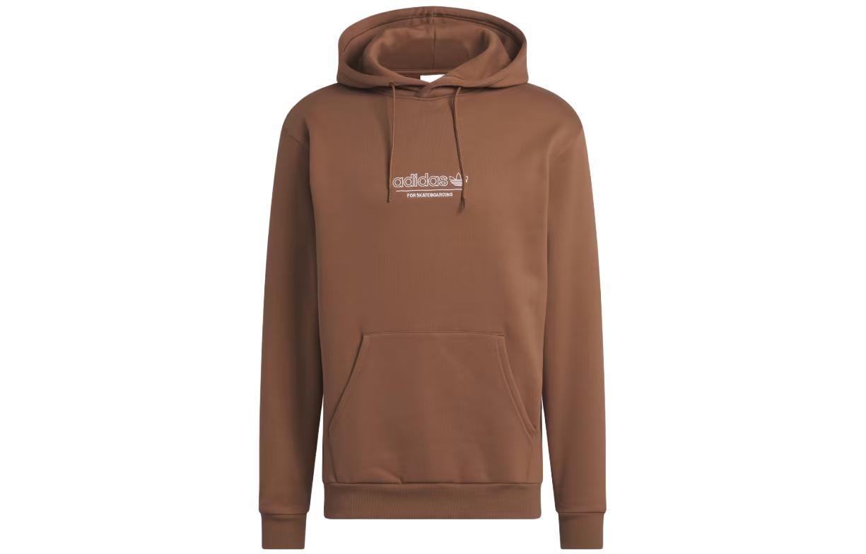 adidas Originals 40 Strike Through Logo Hoodie Brown Pullover IJ0982