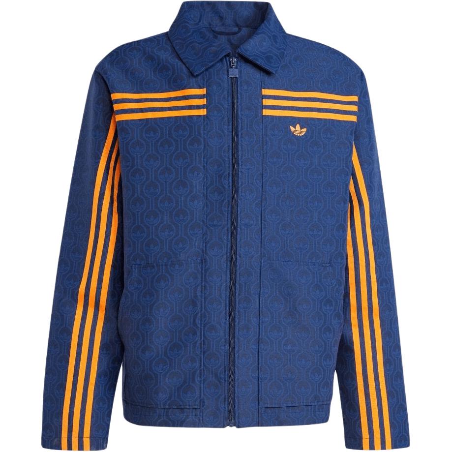 adidas Originals 70s FW24 Retro Striped Logo Jacket - Navy Blue Long Sleeve JN5959
