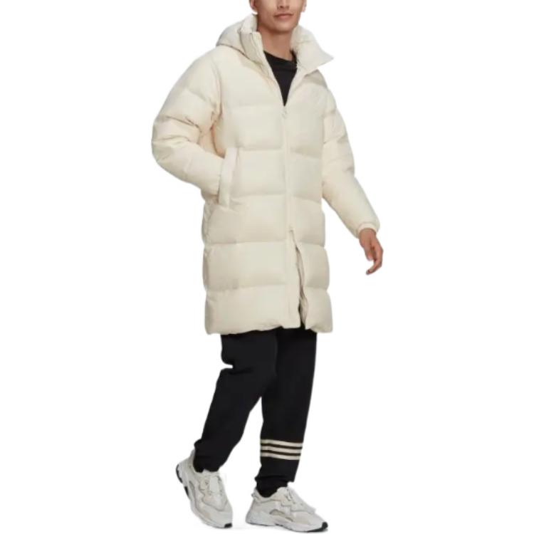 Purchase アディダスオリジナル ベージュ ミドル丈 フード付き パフダウンジャケットコート HL9208
