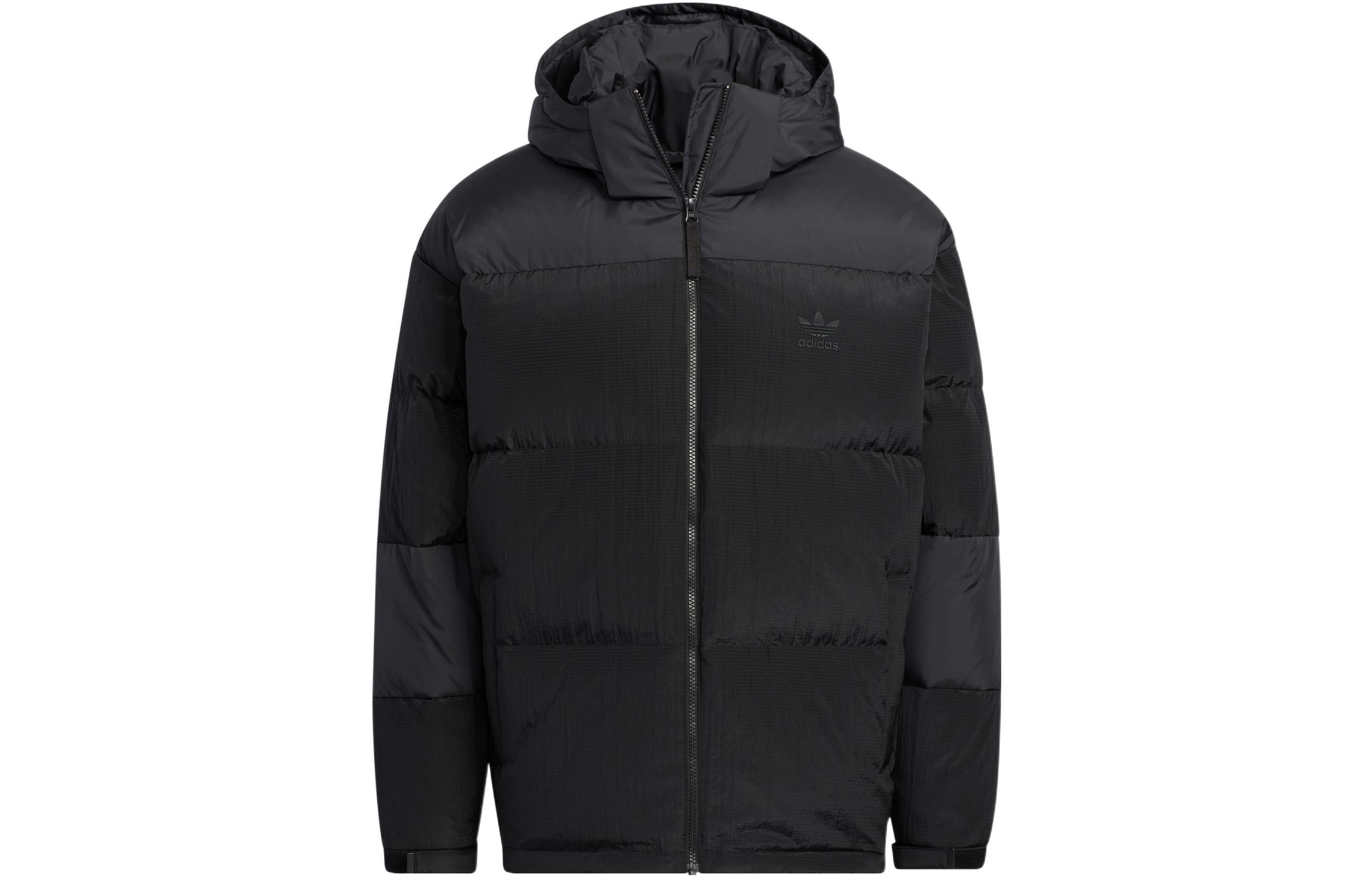 adidas Originals  Black Goose Down Logo Hooded Puffer Jacket. IC3561