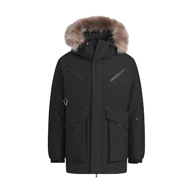 adidas Originals Black Hooded Long Down Jacket Thermal Coat. JD3755