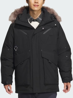 阿迪达斯Originals黑色连帽长款羽绒保暖外套。 JD3755 Lookbook 阿迪达斯Originals黑色连帽长款羽绒保暖外套。 JD3755