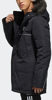 adidas Originals Black Hooded Long Sleeve Down Jacket Winter Edition FL1417 Details for adidas Originals Black Hooded Long Sleeve Down Jacket Winter Edition FL1417