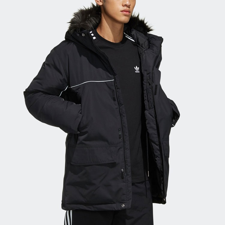 Sizing adidas Originals  Black Hooded Long Sleeve Down Jacket Winter Edition FL1417