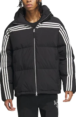 아디다스 오리지널 블랙 후드 퍼퍼 재킷 캐주얼 웨어. IU4829 Lookbook 아디다스 오리지널 블랙 후드 퍼퍼 재킷 캐주얼 웨어. IU4829