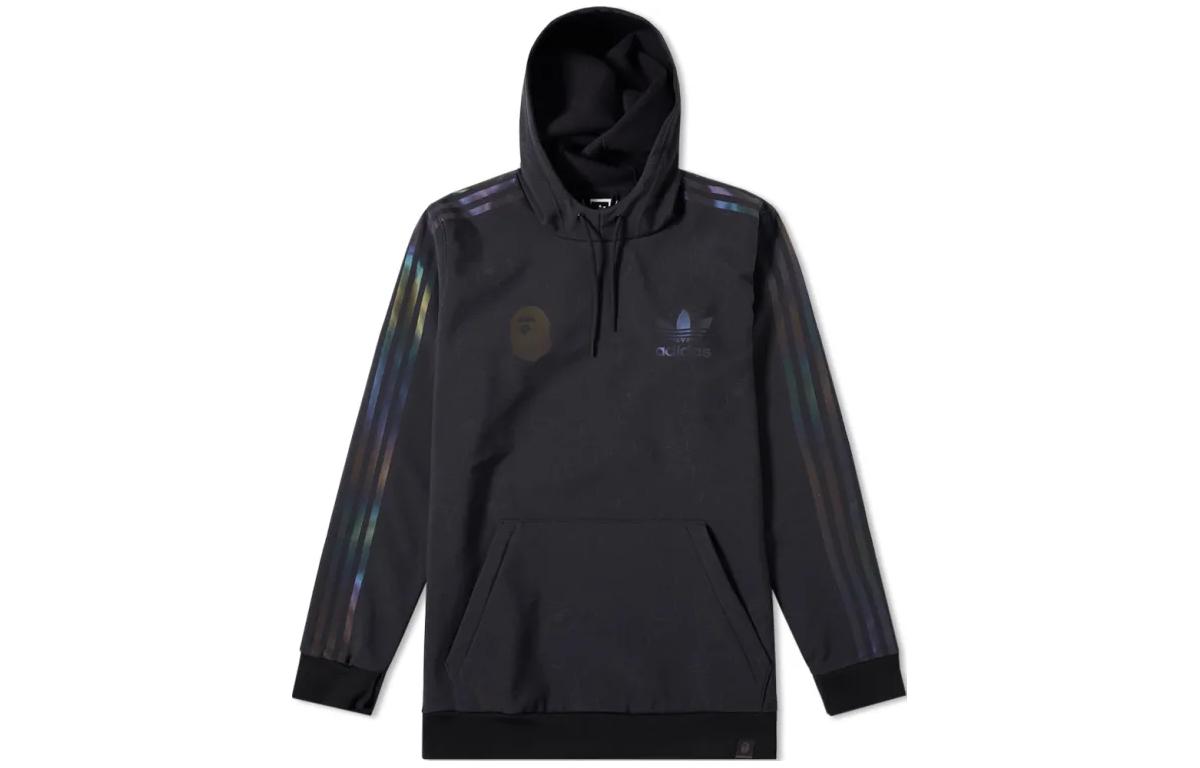 adidas Originals  Black Hoodie with Striped Logo Print and Pocket Design DU0206 圖 2