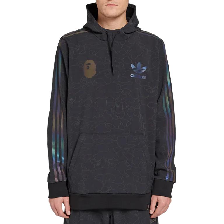 adidas Originals  Black Hoodie with Striped Logo Print and Pocket Design DU0206 圖 5