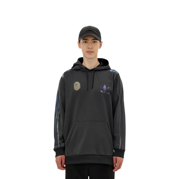 adidas Originals  Black Hoodie with Striped Logo Print and Pocket Design DU0206 圖 7