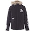 Order adidas Originals Black Logo Print Hooded Down Jacket with Fur Trim. AY8638