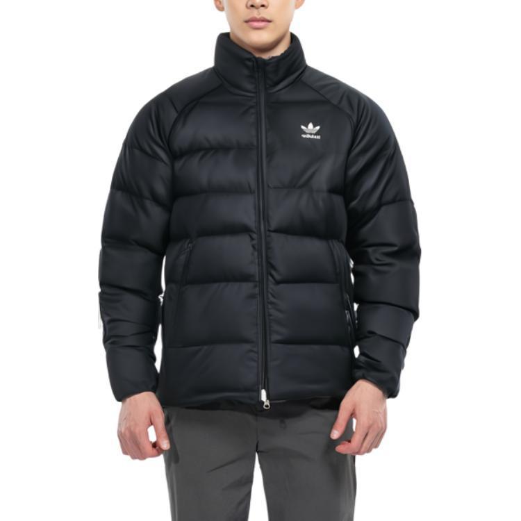 Shop adidas Originals  Black Puffer Down Jacket Outdoor Casual Sportswear. ED5837