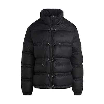 adidas Originals Black Puffer Down Jacket with Logo Embroidery. HL9178