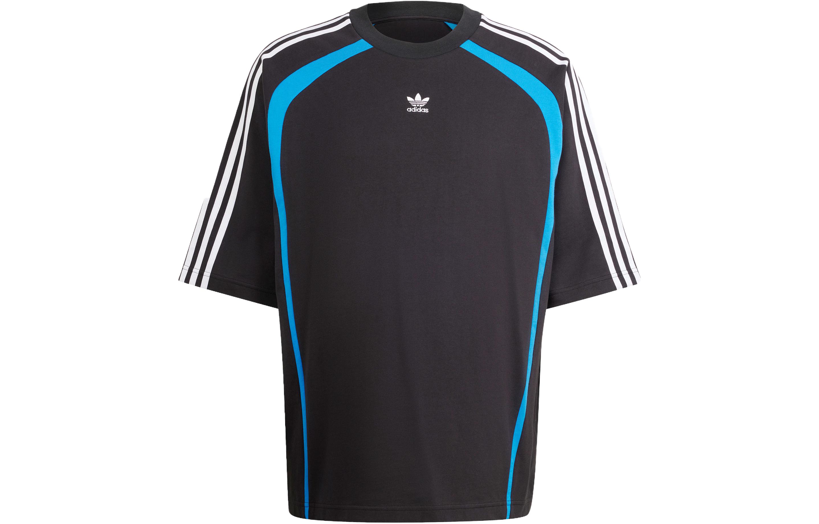 Order Camiseta adidas Originals Negra Logo Trefoil Bordado a Rayas Corte Suelto. IW3640