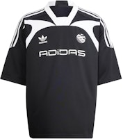 adidas Originals Black V-Neck Soccer Jersey with 3-Stripes Logo Print. IW3635 adidas Originals Black V-Neck Soccer Jersey with 3-Stripes Logo Print. IW3635
