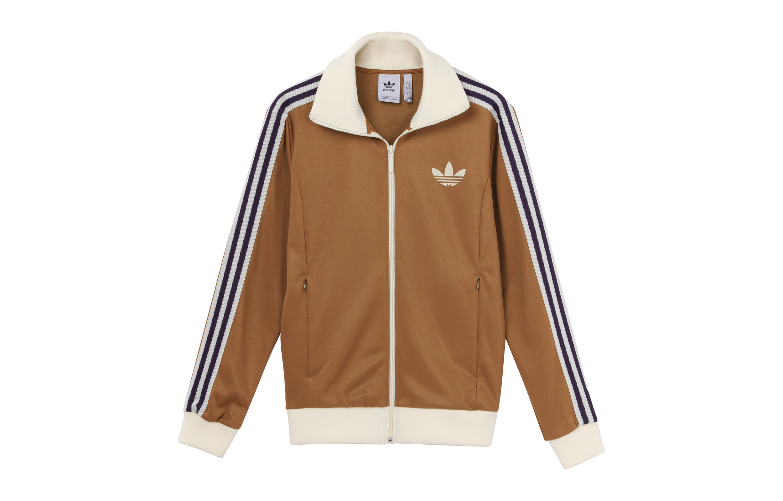 adidas Originals  Brown Retro Track Jacket with Trefoil Logo and 3-Stripes. IB3427