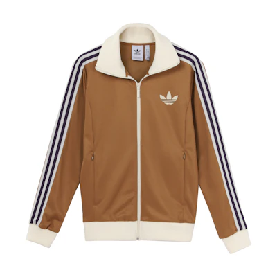 adidas Originals Brown Retro Track Jacket with Trefoil Logo and 3-Stripes. IB3427