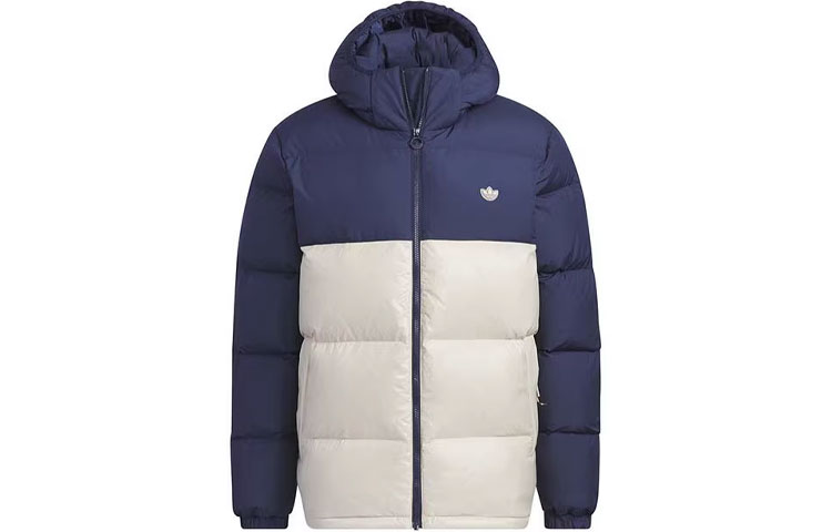 adidas Originals  Colorblock Hooded Down Jacket Deep Indigo Blue IU4778