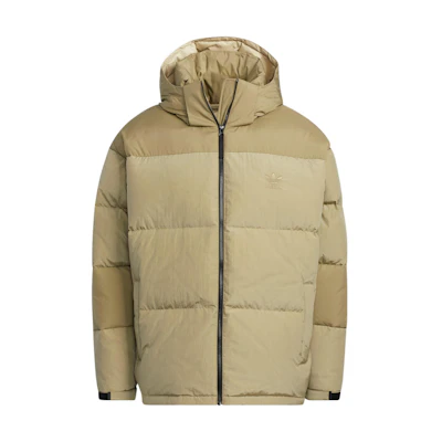 adidas Originals Green Goose Down Hooded Jacket with Embroidered Logo. HS3481