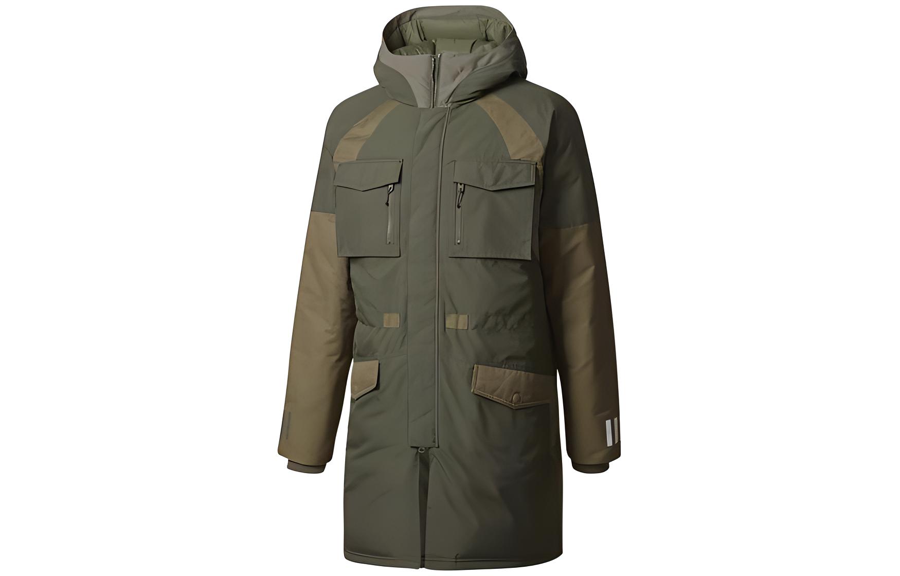 adidas Originals  Green Hooded Pocket Long Sleeve Outdoor Jacket bq4068