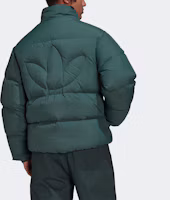 Shop adidas Originals Green Puffer Jacket with Logo and Zip-up Collar. HL9199