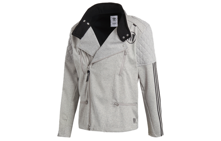adidas Originals  Grey Stand Collar Loose Fit Sports Jacket CD7736