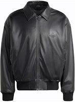 adidas Originals Logo Print Vintage Loose Fit Leather Jacket Black IP3281 adidas Originals Logo Print Vintage Loose Fit Leather Jacket Black IP3281