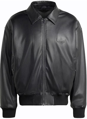 阿迪达斯三叶草复古宽松版印花皮夹克黑色 IP3281 Order 阿迪达斯三叶草复古宽松版印花皮夹克黑色 IP3281