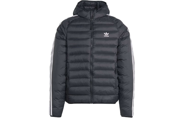 Buy adidas Originals  Padded Hooded Puffer Jacket Black with 3-Stripes Design IL2563