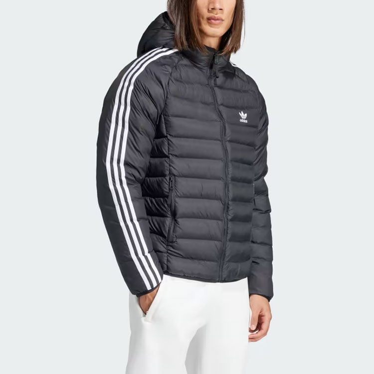 Lookbook adidas Originals  Padded Hooded Puffer Jacket Black with 3-Stripes Design IL2563