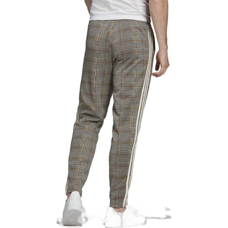 Shop 아디다스 오리지널 레트로 체크 무늬 스트레이트 핏 캐주얼 팬츠 - 그레이. ED6137