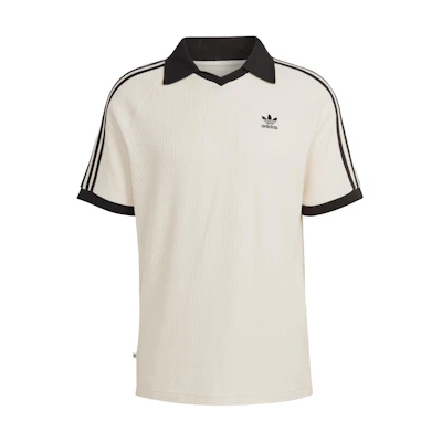 adidas Originals Retro Striped Polo Shirt Cream with Colorblock Logo Print HA9311