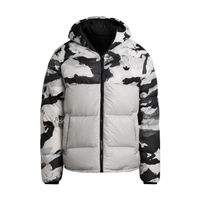 adidas Originals Tri-Color Puffer Jacket Black/White/Grey Hoodie HK5030