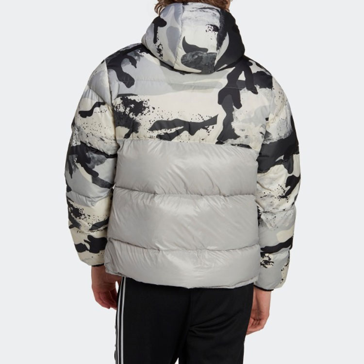adidas Originals  Tri-Color Puffer Jacket Black/White/Grey Hoodie HK5030 圖 3