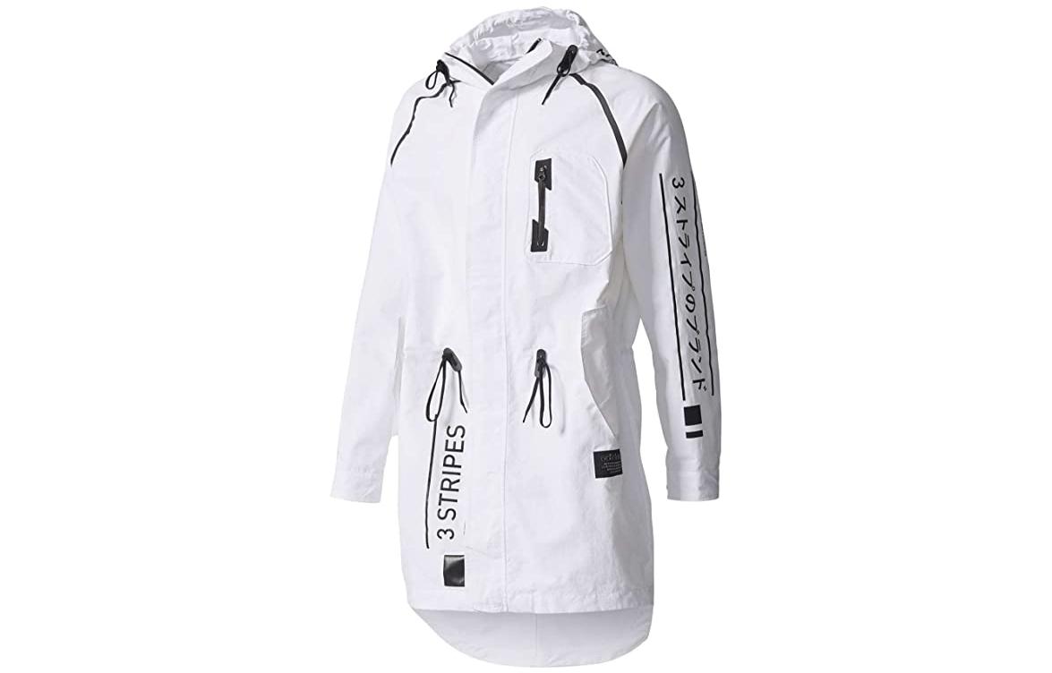 adidas Originals  White Logo Print Hooded Jacket with Drawstring Waist. CE5635 圖 2