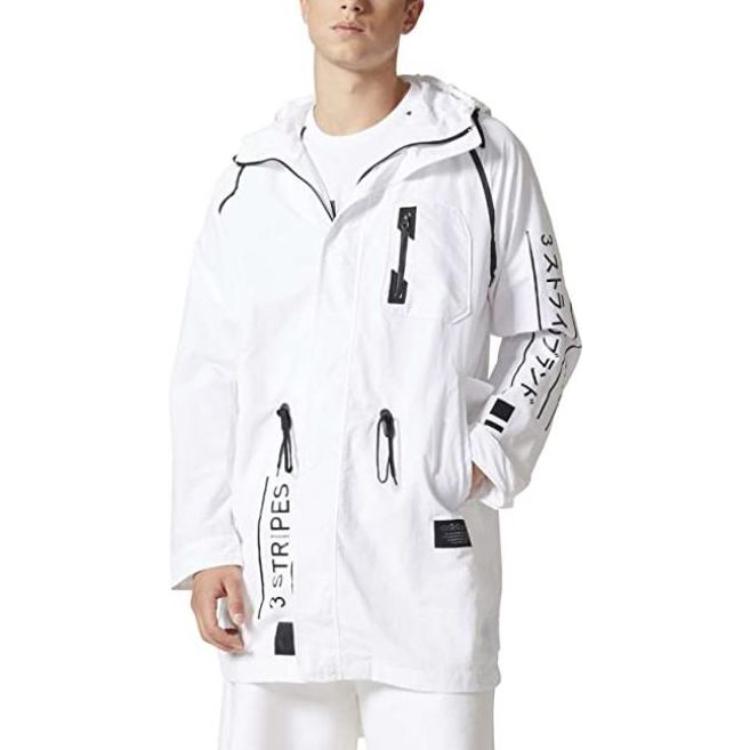 adidas Originals  White Logo Print Hooded Jacket with Drawstring Waist. CE5635 圖 3