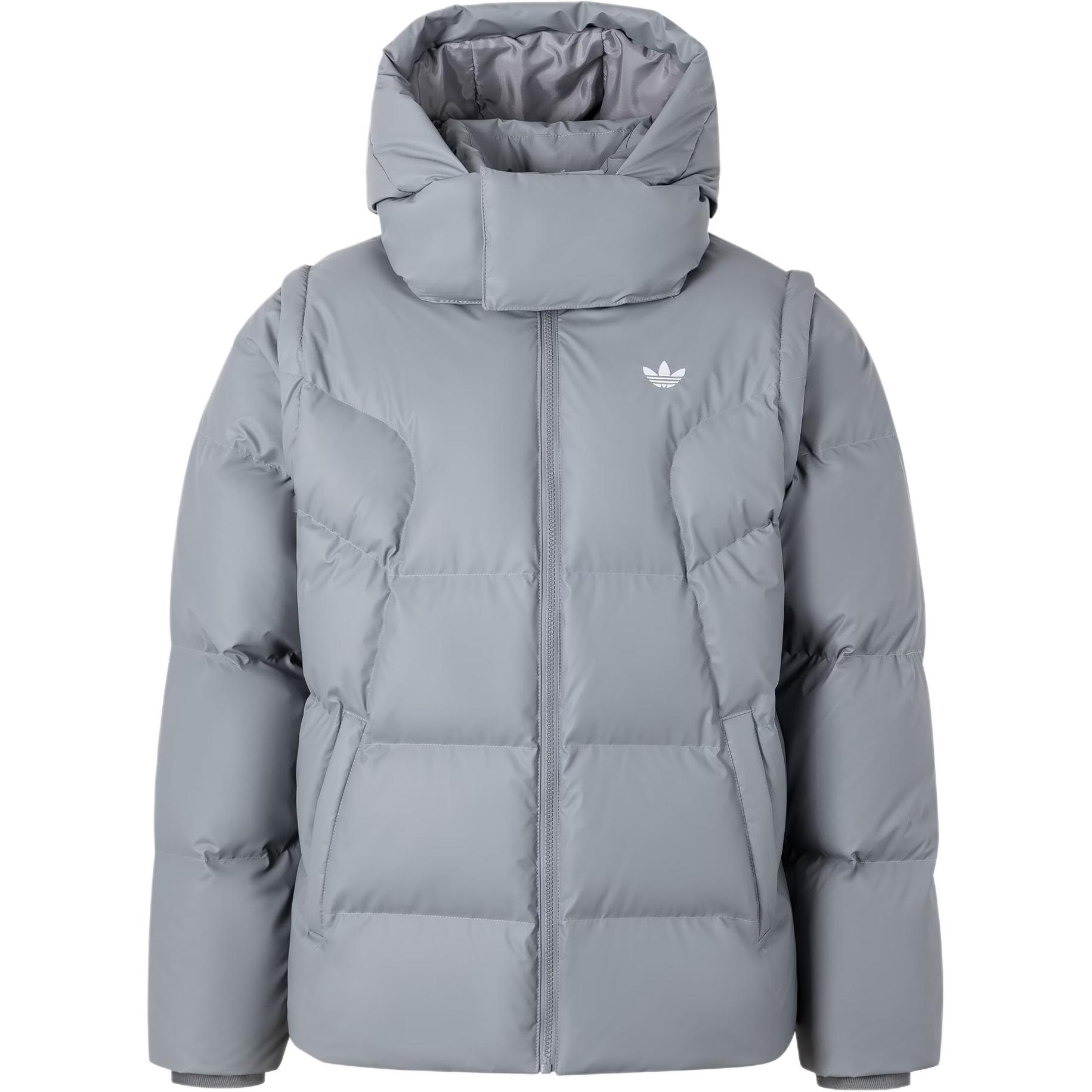 adidas Originals ADC 2N1  Removable Hooded Down Jacket Light Gray JW1365