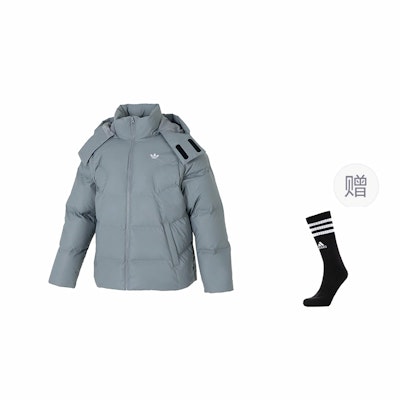 阿迪达斯Originals ADC 2N1可拆卸连帽羽绒服 浅灰色 JW1365 3